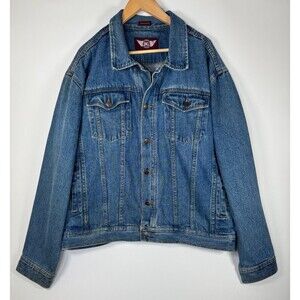 Vintage Denim Gear Trucker Jean Jacket Mens XXL Made in Hong Kong Cotton 80s 90s